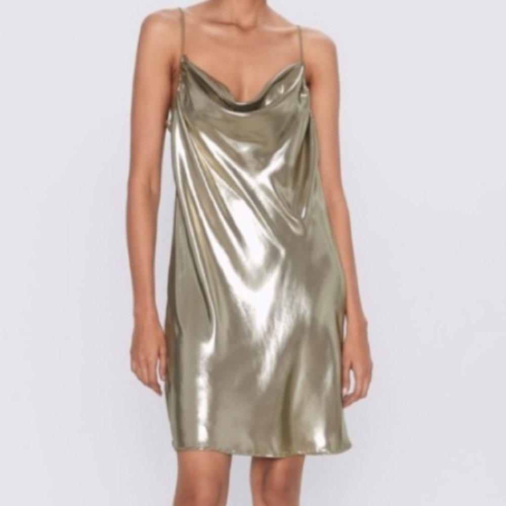 Metallic Draped Dress